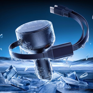 Orico Dual Stretch 60W USB-C auto lādētājs ar diviem izvelkamiem USB-C + Lightning kabeļiem - melns