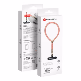 FORCELL F-DESIGN L8X36 rokas telefona siksniņa ar regulējamu garumu (maks. 18cm cilpā) rozā balta
