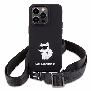 Karl Lagerfeld KLHCP15XSCBSCNK iPhone 15 Pro Max 6.7" cietais apvalks melns/melns Crossbody Silikona Choupette