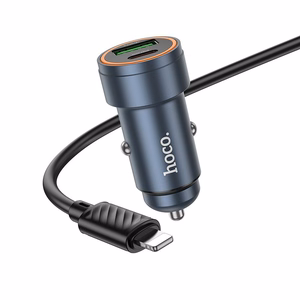 Автомобильное зарядное устройство Hoco USB A + USB C QC3.0 PD 30W + кабель USB C к Lightning Z57A черный