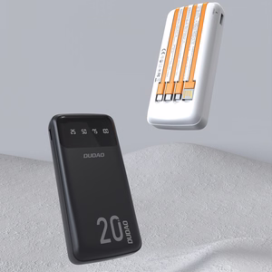 Dudao powerbank большой емкости с 4 встроенными кабелями 20000mAh USB Type C + micro USB + Lightning + USB-A (вход) - белый (Dudao K6Pro+)