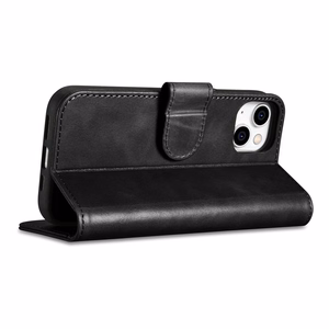 iCarer Eļļas Vaska Maki Apvalks 2in1 Vāks iPhone 14 Plus Anti-RFID Ādas Atverams Apvalks Melns (WMI14220723-BK)