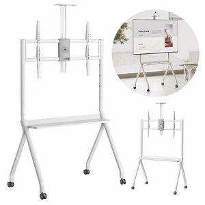 Maclean TV stand / cart, camera shelf, on casters, 55-100", max load 120kg/10kg shelf, max. VESA 900x600, balts, MC-114 W