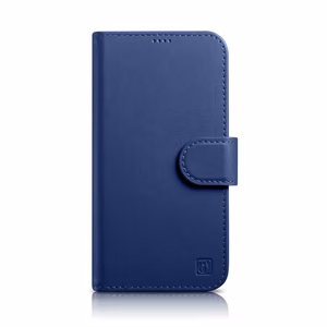 iCarer Maki apvalks 2in1 vāks iPhone 14 Plus Anti-RFID ādas atverams apvalks zils (WMI14220727-BU)