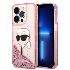 Karl Lagerfeld Spīdums Karl Galvas viedtālruņa apvalks iPhone 14 Pro - rozā