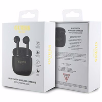 Guess GUTWST26PSK TWS Bluetooth austiņas + dokstacija - melnas Classic EST logotips