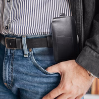 ROYAL - Ādas universālā jostas kabata / melna - Izmērs 2XL+garš - SAMSUNG S21 ULTRA / HUAWEI P Smart 2021 / XIAOMI Redmi 12 / OPPO A98 5G