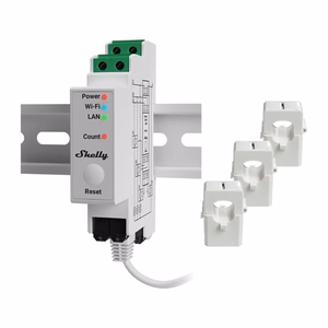 Shelly PRO 3EM 120A 3 fāzu WiFi/Bluetooth/Matter elektroenerģijas skaitītājs