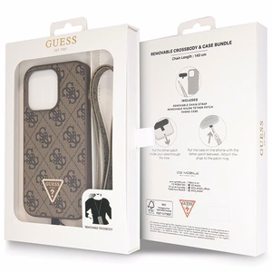 Guess GUHCP14LP4TDSCPW apvalks iPhone 14 Pro - brūns krustenisks 4G metāla logotips
