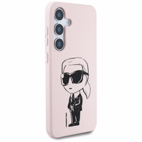 Karl Lagerfeld silikona grafiti Ikonik logotips ar magnētisko Samsung Galaxy S25 viedtālruņa apvalks rozā