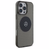 Mercedes MB viedtālruņa apvalks iPhone 16 Pro ar zvaigznīšu rakstu - Melns