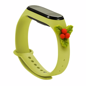 Siksniņa Ziemassvētkiem Xiaomi Mi Band 5 / 6 Ziemassvētku silikona aproce ar amoliņu - Zaļa