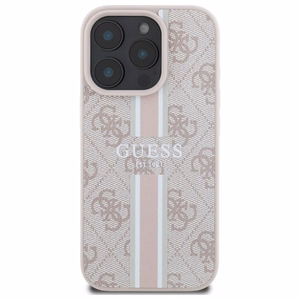 Guess 4G drukātās svītras magnētiskais viedtālruņa apvalks iPhone 16 Pro Max - rozā