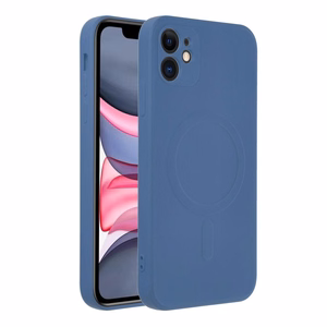 Чехол для iPhone 11 силиконовый Mag Cover совместимый с MagSafe синий