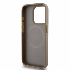 DKNY Ādas drukāts raksts metāla logotips Magnētiskais viedtālruņa apvalks iPhone 15 Pro - brūna