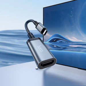 Konversijas kabelis no USB C uz HDMI sieviešu Hoco 4K 30Hz 0,2 m UA43A tērauda pelēks