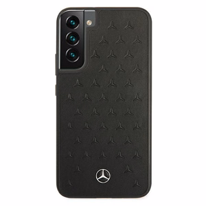 Mercedes ādas Stars Pattern viedtālruņa apvalks Samsung Galaxy S22+ - melns