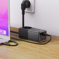 Acefast Z2 GaN 75W PD galda lādētājs 3x USB-C 2x USB-A - melns un pelēks