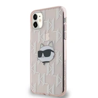 Karl Lagerfeld IML Choupette galvas un monogrammas apvalks iPhone 11 / Xr - rozā