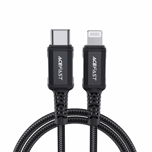 Acefast C4-01 Lightning - USB-C PD kabelis 30W 3A 480Mb/s 1.8m - melns