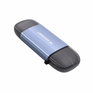Pelēks alumīnija SD un microSD atmiņas karšu lasītājs Wozinsky WCR-5G ar USB-A 3.0 / USB-C 3.0