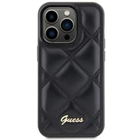 Guess Quilted Metal Logo viedtālruņa apvalks iPhone 15 Pro Max - melns