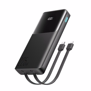 Joyroom JR-PBF19 22.5W 10000mAh portatīvais lādētājs ar diviem iebūvētiem kabeļiem - melns