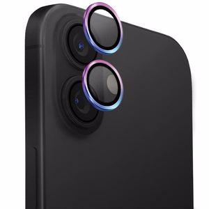 Uniq Optix alumīnija kameras lēcas aizsargs ar aplikatoru iPhone 16 / iPhone 16 Plus - varavīksnes krāsas