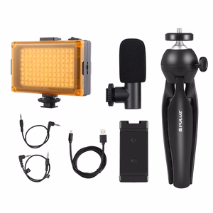 Puluz tiešraides ieraksta komplekts statīvs + LED gaisma + mikrofons + telefona klipu PKT3132B