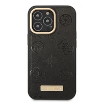 Guess GUHMP13LSAPSTK iPhone 13 Pro / 13 6.1" melns/melns cietais viedtālruņa apvalks Peony Logo Plate Magnētiskais MagSafe