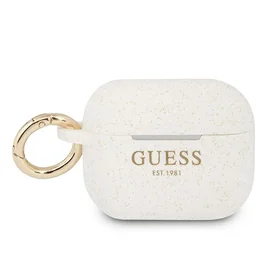 Guess GUAPSGGEH AirPods Pro apvalks balta/balta Silikons Spīdumi
