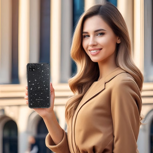Viedtālruņa apvalks ar kristāliem un spīdumiem Samsung Galaxy A22 5G sidabro krāsā