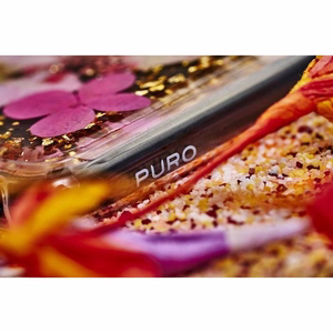 Puro Glam Hippie Chic vāciņš ierīcei iPhone XR, ar īstām zaļām ziedlapiņām