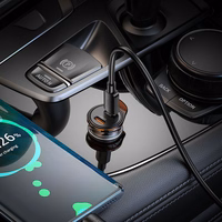 Automobiļa lādētājs Hoco 2 x USB C PD QC3.0 45W NZ16B metāla pelēks