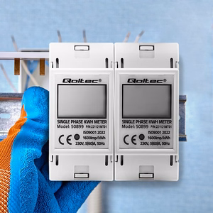 Qoltec 50899 – vienfāzes elektroniskais elektroenerģijas skaitītājs, 230 V, LCD, 2P, DIN sliede
