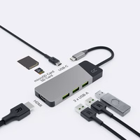 zaļš CELL HUB USB-C ADAPTER GC CONNECT 7W1 (3XUSB 3.1, HDMI 4K 60HZ, USB-C PD 85W, MICROSD/SD)
