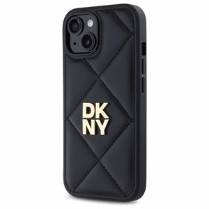 DKNY Quilted Stack Logo viedtālruņa apvalks iPhone 15 - melns