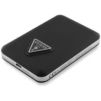 Guess Grained Triangle portatvais ladetajs ar MagSafe 5000mAh 15W USB-C - melns