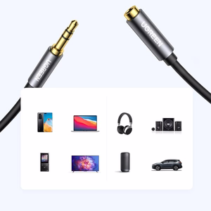 Ugreen AV118 10592 kabelis 3.5 mm mini jack (vīriešu) / 3.5 mm mini jack (sieviešu) 1m - sudraba