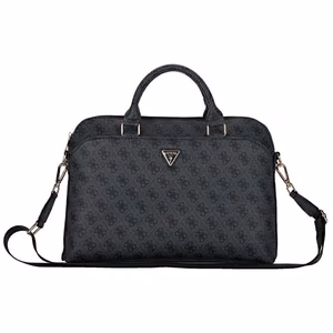 Guess 4G Zipper Pocket Triangle Logo 15" Laptop Bag - Black