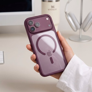 Tech-Protect MagOne CC MagSafe maciņš ar 2 rūdītiem stikliem, paredzēts iPhone 18 Pro Max / 17 Pro Max, caurspīdīgs bordo