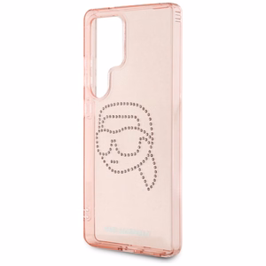 Karl Lagerfeld viedtālruņa apvalks ar rhinestones K. Head logotipu Samsung Galaxy S25 Ultra rozā