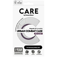CARE by PanzerGlass Flagship Urban Combat Purple QI viedtālruņa apvalks Samsung Galaxy S25 - caurspīdīgs