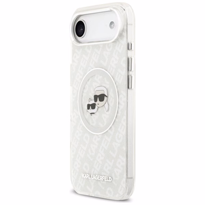 Karl Lagerfeld IML Mirdzošais Karl & Choupette Heads Logo magnētiskais viedtālruņa apvalks iPhone Air - pelēks