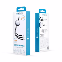 Forever 3in1 kabelis USB - Lightning + 2x USB-C 1,2 m 100W melns