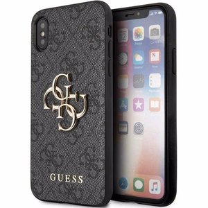 Guess 4G lielais metāla logotips viedtālruņa apvalks iPhone X/XS - pelēka