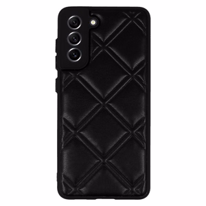 Ādas 3D viedtālruņa apvalks Samsung Galaxy S21 FE dizains 3 melns