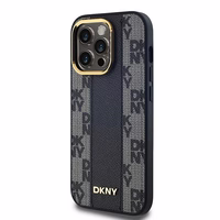 DKNY Ādas rūtainais magnētiskais apvalks iPhone 14 Pro Max - melns