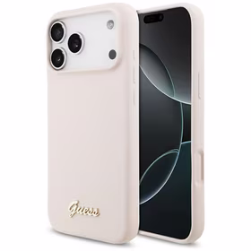 Guess Silikona Skripts Metāla Logo Magnētiskais viedtālruņa apvalks iPhone 17 Pro Max - Rozā