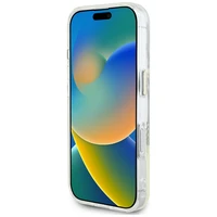 Guess IML Metal Colored Circle Classic Logo Magnētiskais viedtālruņa apvalks iPhone 16 - pelēks